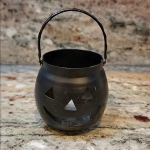 Vintage Metal Halloween Pumpkin Tealight Holder